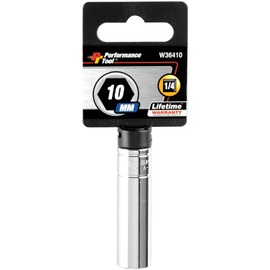 Performance Tool W36410 1/4 Drive 10mm 6Point Deep Wall Socket, 1 Pack