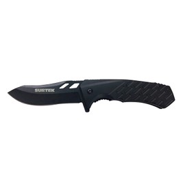 Surtek 120556 Navaja abatible de acero inoxidable con mango de plástico hoja dentada de 3-1/4"