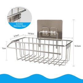 Gelanty Spülbecken Organizer, Küchen Organizer Schwammhalter Küche Edelstahl Spüllappenhalter küchenutensilien mit Klebehaken -Kein Bohren Erforderlich