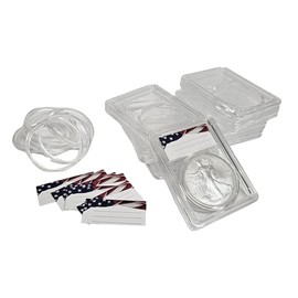 Generic 8-Pack Premium Acrylic Coin Slab Holder with 40mm Translucent Sizing Ring for American Silver Eagles