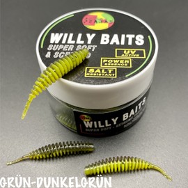 Psarás Trout Aroma Softbaits Set Box - 38 mm - Trout Fishing Baits - Willy Baits (Green-Dark Green)