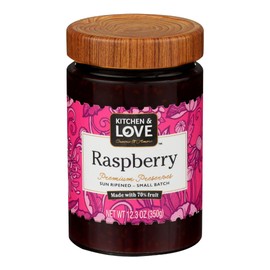 Kitchen & Love Raspberry Premium Preserves | Made with 70% Fruit, Small Batch, Artisanal, Sun-Ripened
