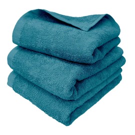 8 Year Towel, Face Towel, 13.4 x 33.5 inches (34 x 85 cm), 100% Cotton, Thin, Quick Drying, Highly Absorbent, Durable, No Bulk, Smoky Aqua, Set of 3