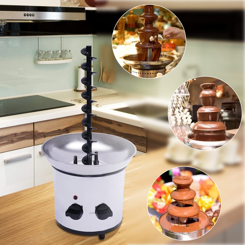 4-tier Electric Chocolate Fondue Fountain, Stainless Steel Chocolate Melting Machine