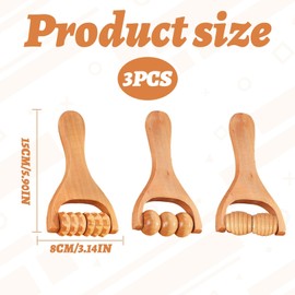 HAUTRHVB Wood Therapy Massage Tools,3Pcs Wooden Massage Roller,Manual Wooden Massage Tool Massager Roller,Muscle Roller for Relaxes Thigh,Leg,Hands Full Body,Muscle