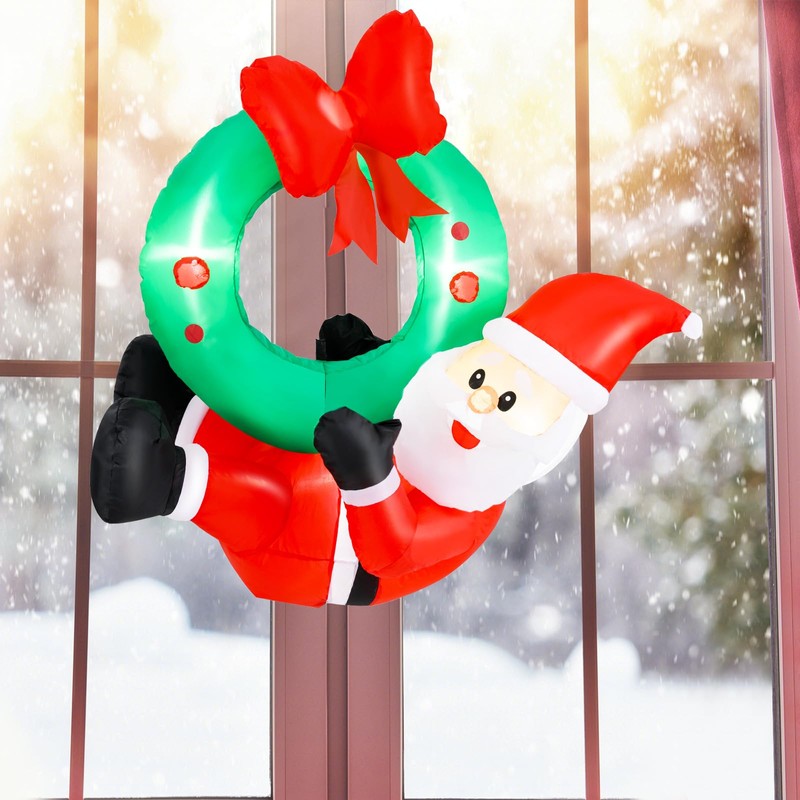 COSTWAY 120 cm Inflatable Decoration Christmas, LED Santa Claus with