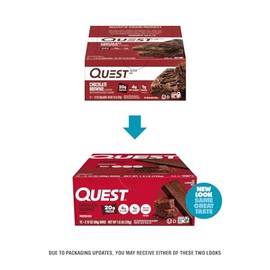Quest Nutrition Proteina Bar, Chocolate Brownie, 20g Proteina, 2.12oz Bar, 12 Unidades
