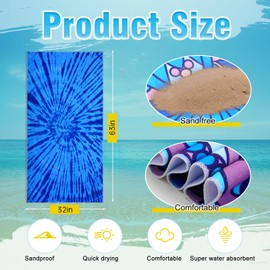 FuWeave 6 Pcs Oversized Beach Towel Set Large Sand Free Microfiber Bath Towel Thin Lightweight Absorbent Quick Dry Pool Towels for Adult Beach Hotel Bath Spa Picnic Yoga (Flower Ocean,32 x 63 Inch)