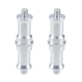 MY MIRONEY 2-Pack 1/4" to 1/4" Male Threaded Convertor Aluminum Alloy Light Stand Screw Adapter Spigot Stud for Studio Light Stand, Wireless Flash Receiver