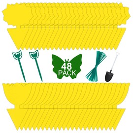 Paquete de 48 trampas para moscas de frutas para plantas de interior, hongos, mosquitos y mosquitos, para exteriores, atrapamoscas pegajosas para casa al aire libre, insectos voladores, mosquitos de
