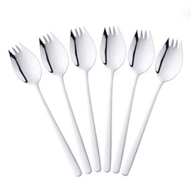 BISDARUN Sporks Titanium Metal Set of 6 Stainless Steel 18/10 Spoon Fork in One 21.3 CM(8.4 Inch) Long Handle for Outdoor Travel Camping Buffet Forks