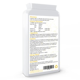 Cod Liver Oil Supplement (1000mg) - 90 Soft Gel Capsules-Daily Omega 3 Supplement with DHA and EPA Essential Fatty Acids- Enriched with Vitamins A and D-Pharmanostix