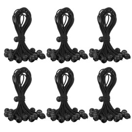 8 Inch Tarp Bungee Balls Ties,100 PCS Ball Bungee Cords Heavy Duty Canopy Tie Downs for Camping, Shelter,Cargo,Projector Screen,Tent Poles with UV Resistant (Black)
