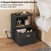 Furologee S Nightstand with Charging Station, 3 Tier Open End