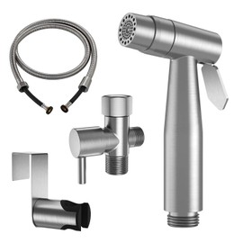 Handheld Bidet Sprayer for Toilet Warm Water, WiPPhs Stainless Steel Brushed Nickel Bidet Hand Held Sprayer with Brass Hot and Cold Mixing Valve, WI9138BN