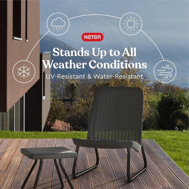 Keter Rio 3 Piece Resin Wicker Patio Furniture Set with