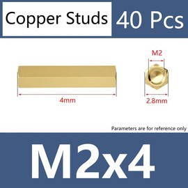 ORANXIN M2 x 4 mm 40 Pieces Double Through Brass Standoffs Screws Hex Spacers Female Thread Nuts PCB Motherboard Copper Computer Spacers