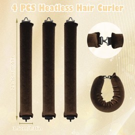Coriver Hitzelose Lockenwickler, 4 Stück Satin, hitzefrei, keine Hitze über Nacht, hitzefreie Locken, flexible Stäbe zum Schlafen, DIY-Haarstyling, hitzelose Lockenwickler für kurzes, langes