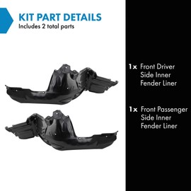 TRQ Front Inner Fender Liner Set Compatible with 2016-2017 Subaru Crosstrek 2012-2014 Impreza 2013-2015 XV Crosstrek SU1248124 SU1249124