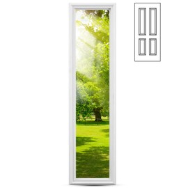 Pushglossy 8" x 36" Entry Door Glass Insert Replacement with 1 Lite Clear Low-e Glass 10" x 38" Frame Kit, White