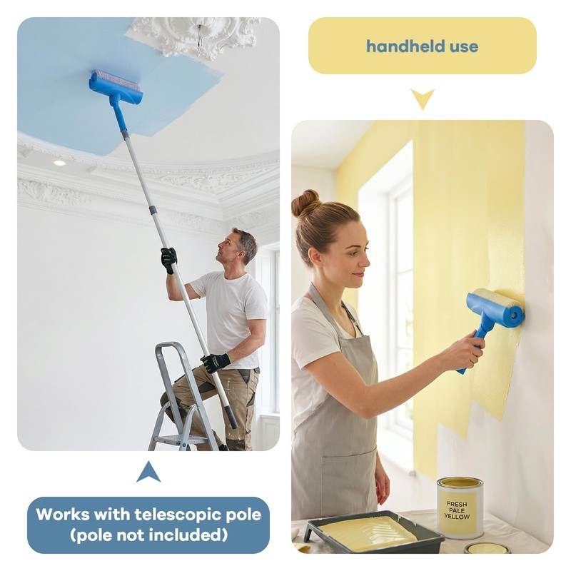 10" Ceiling Paint Roller with Shield, Ceiling Roller Splatter Guard