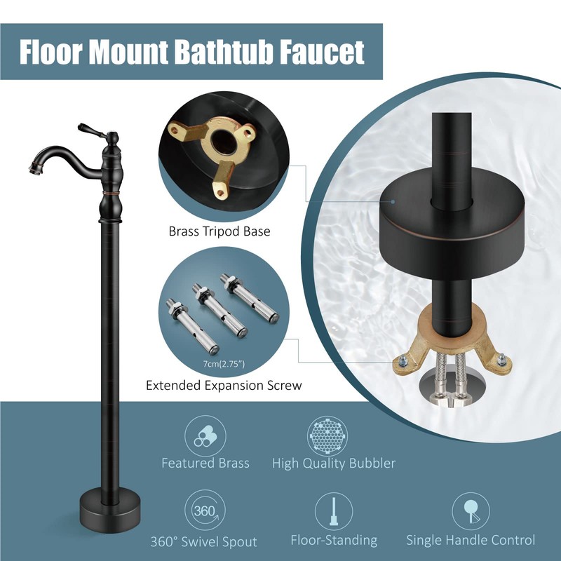 Aolemi Oil Rubbed Bronze Freestanding Bathtub Faucet Swivel Spout Single
