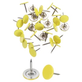 sourcing map 30Pcs Push Pins, 11mmx13mm Round Flat Head Decorative Thumb Tacks Upholstery Tacks for Cork Board Office Wall Hangings, Yellow