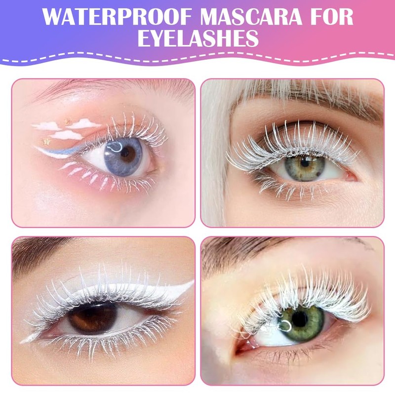 5D Silk Fiber Eyelash Mascara, White Volume Mascara with Soft