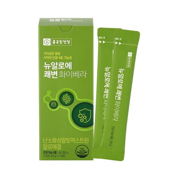 Chong Kun Dang Health New Aloe Kwaebyun Fibera 14 packets, 2 weeks&#39; worth of aloe gel, soluble dietary fiber / 종근당건강  뉴알로에쾌변 화이베라 14포 2주분 알로에겔 수용성식이섬유