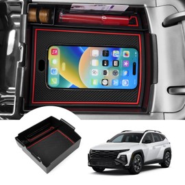 Autorder Center Console Organizer for 2025 Tucson Accessories Armrest Storage Box Secondary Insert Tray with 2 Color Mats