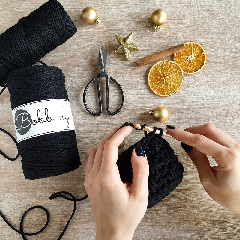 Bobbiny 5mm 3 Ply Macrame Cord - Gold/ Natural