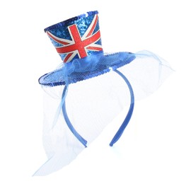 Union Jack Hat - Mini Union Jack Top Hat With Fascinator Veil - Kings Coronation, Rule Britannia, Ve Day Celebrations, Jubilee Events and Other Fancy Dress Events - Pack Of 1