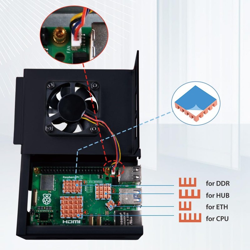 GeeekPi Raspberry Pi 5 Case with Fan, Raspberry Pi 5