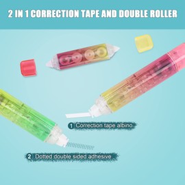 4pcs Gradient 2 in 1 White Out Correction Tape, Cut Quick Dry Correction Tape Invisible Correction Tape and Double Roller for Family Home School Office Supplies