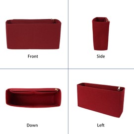 Surblue Purse Organizer Insert for Handbags, Felt Bag Organizer with Zippers Handbag Shaper Pouch for Classic 19 Flap Bag, Marmont, Onthego,（Burgundy, Slender M）