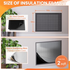 GCGOODS Sound Deadening Mat & Air Vent Mesh Cover, Sound Proofing Kit for Air Vents & Ducts, Comes with 2 Pcs Noise Insulation and Vibration Damping Mat, 2 Pcs Sound Proof Vent Cover 10"× 14", Black
