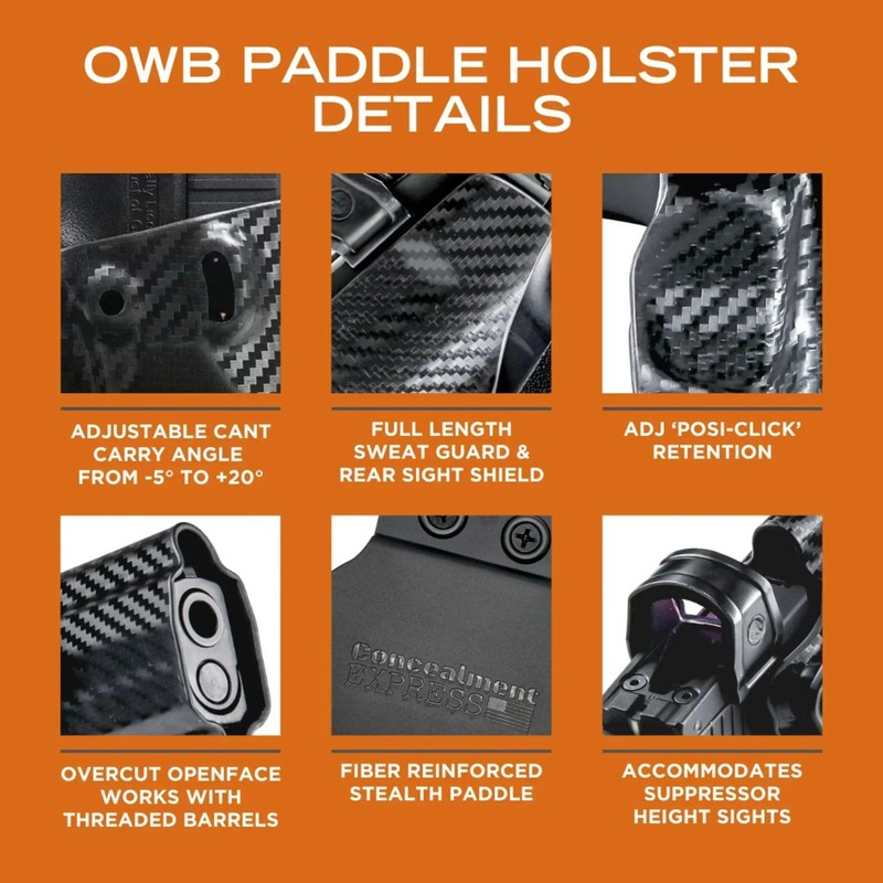 Rounded OWB Paddle Holster Fits: Springfield XDM 4.5in Holster -