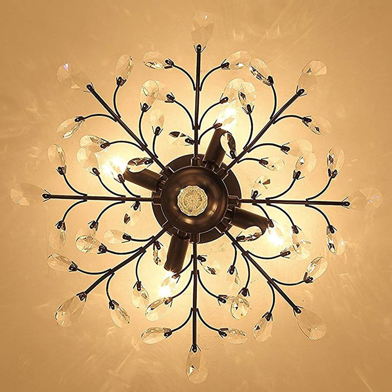 Ganeed Crystal Chandeliers,Vintage K9 Clear LED Ceiling Lighting,Edison Pendant Light
