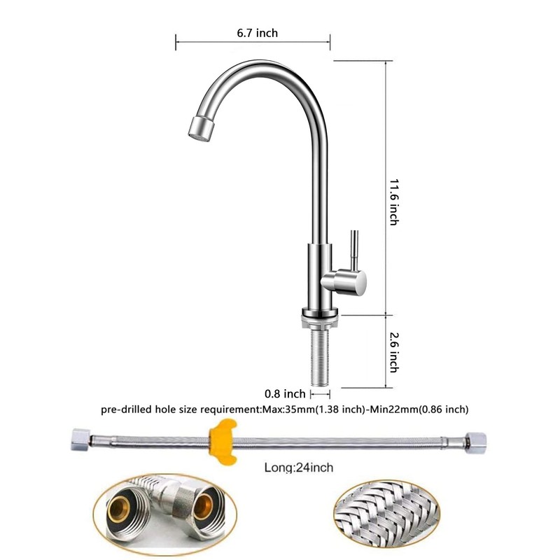 Cold Water Faucet Only,Single Handle Single Hole Cold Water Kitchen