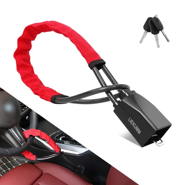 LIEKUMM Steering Wheel Lock, Universal Car Anti Theft Device, Lock
