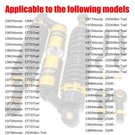 Universal Motorcycle Air Shock Absorbers 320mm&340mm Rear Suspension For Adjustable Gokart Suspension For HONDA For Suzuki For Kawasaki For Yamaha ATV Go Kart Quad Dirt Sport Bikes, Gold and Black