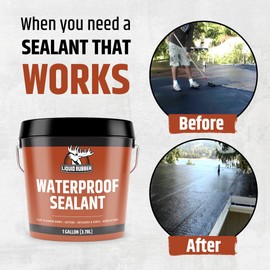 Liquid Rubber Waterproof Sealant – DIY Leak Repair Coating for Flat, Metal & Low Slope Roofs, Foundations, Gutters & More – Flexible Protective Membrane - Black - 1 Gallon