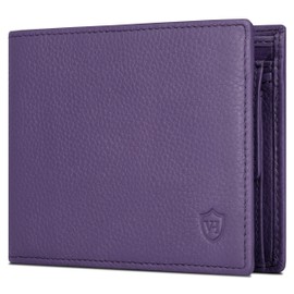 VON HEESEN Men's Leather Wallet with RFID Protection - Genuine Leather Wallet for Men - Women's Wallet, Violet, Landscape Medium (Bifold)