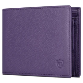 VON HEESEN Men's Leather Wallet with RFID Protection - Genuine Leather Wallet for Men - Women's Wallet, Violet, Landscape Medium (Bifold)