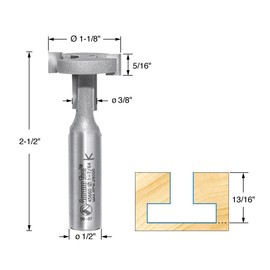 Amana Tool 45660 T-Slot Straight Edge 2-Flute Carbide Tipped Router Bit, 1/2-Inch Shank