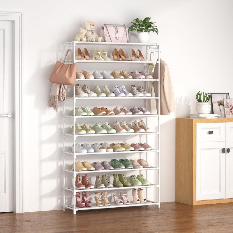 LANTEFUL 10 Tiers Shoe Rack 50 Pairs Large Capacity Tall