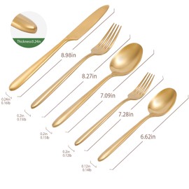 Flatasy Flatware Stainless Steel Silverware 20-Piece Matte Gold Drip Handle Cutlery Set for Home Kitchen Restaurant Hotel Service for 4