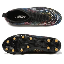 Roniluu Soccer Cleats,Breathable Soccer Boots Men Women,Youth Football Shoes High-Top Black