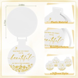HSDSH 100 Pcs Inspirational Compact Mirror Bulk Small Pocket Mirror Purse Round Portable Folding Makeup Mirror Mini Compact Mirror Gifts for Women Coworker Employee Teacher(White)
