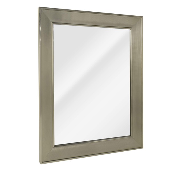 Head West Brushed Nickel Pave Textured Rectangular Framed Wall Vanity Mirror - 29" x 35"